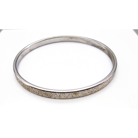 Vintage Monet Skinny Bangle, Silver Tone Textured Minimalist or Stackable - Picture 1 of 5